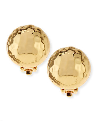 NEST Jewelry Clip-On Hammered Gold-Plated Half-Ball Stud Earrings