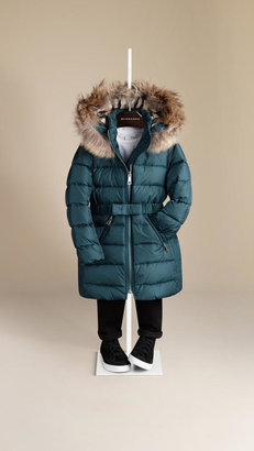 Burberry Fur Trim Puffer Coat