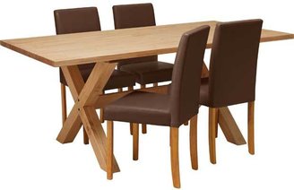 Hudson Solid Wood Dining Table and 4 Chocolate Chairs.