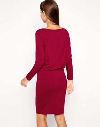ASOS PETITE Exclusive Bodycon Dress With Longsleeves And Drape Top