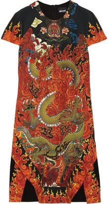 Just Cavalli Mandala dragon-print stretch-crepe mini dress