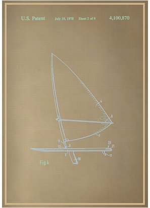 Americanflat Wind Surfboard Brown Patent Print Art