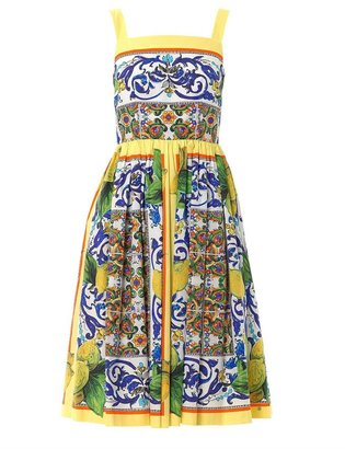Dolce & Gabbana Sicilian Lemon-print full-skirt dress