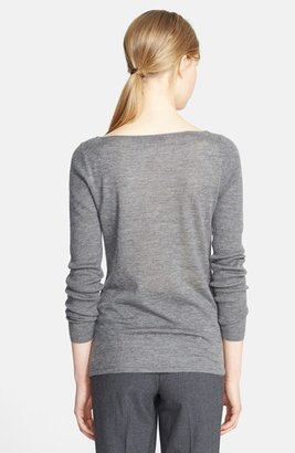 Nordstrom Signature Ribbed Sleeve Featherweight Cashmere Sweater