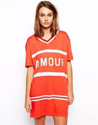 Zoe Karssen Oversized Sporty T-Shirt Dress With Amour Print