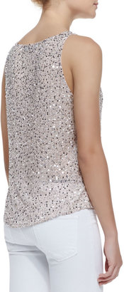 Alice + Olivia Lucy Flowy Sequined Silk Top