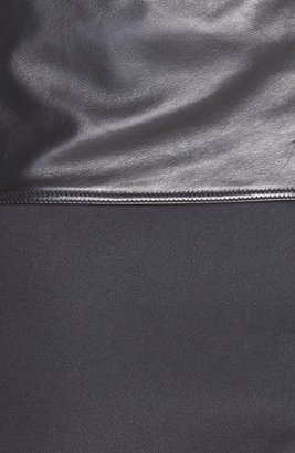 Halogen Asymmetrical Zip Leather & Scuba Knit Skirt (Regular & Petite)