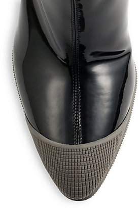 Miu Miu Patent Leather & Rubber Cap-Toe Booties