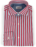 Brioni Red/White Striped Cotton Shirt