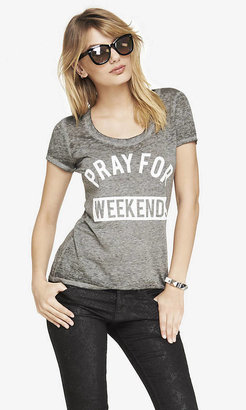 Express Scoop Neck Burnout Graphic Tee - Pray For Weekends