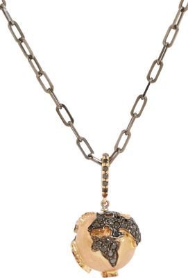 Black Diamond Sharon Khazzam Black Diamond, Rose Gold Globe Pendant Necklace