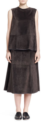 The Row Niller Paneled Suede Skirt