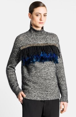 Marni Embellished Feather Fringe Turtleneck Sweater