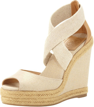 Tory Burch Kate Linen Espadrille Wedge, Natural Gold