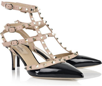 Valentino Studded patent-leather T-bar pumps