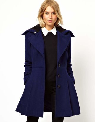 ASOS COLLECTION Skater Coat With Rib Collar