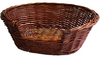 JVL Full Buff Wicker Small Pet Bed Basket - 58 x 49 x 20 cm
