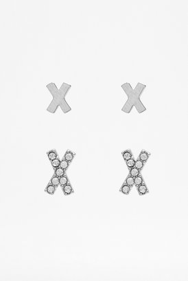 French Connection Mini Metal Cross Earring Set