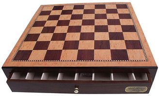 Dal Rossi Chess Box Red Mahogany Finish with Drawers, Brown, 18in