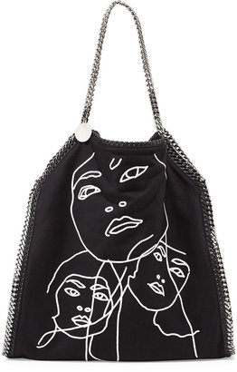 Stella McCartney Falabella Visage Embroidered Tote Bag, Black