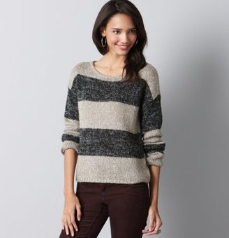 LOFT Boatneck Sequin Stripe Sweater