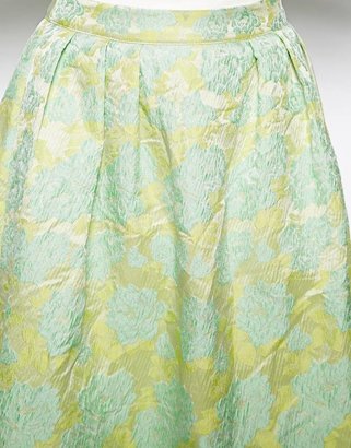 ASOS Premium Prom Midi Skirt In Floral Jacquard