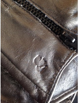 Karl Lagerfeld Paris Silver Leather Gloves