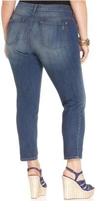 Jessica Simpson Plus Size Forever Cropped Distressed Jeans, Blueshine Wash