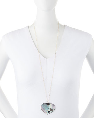 Mother of Pearl Nanis Black Mother-of-Pearl, Diamond & Onyx Heart Necklace