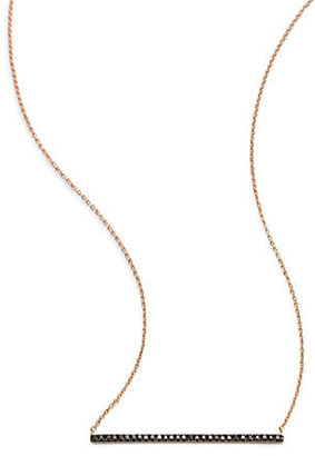Black Diamond & 18K Rose Gold Bar Necklace