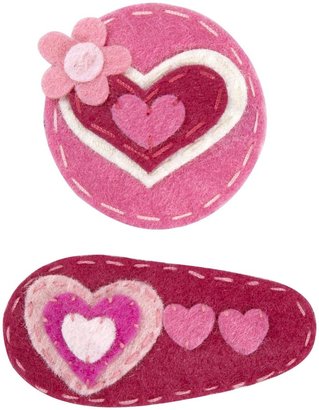 Lily & Momo Hugs and Kisses Hair Clip - Pink/Red-2 - 10 years
