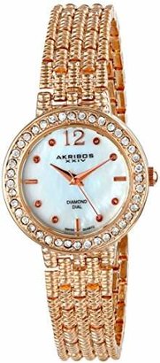 Akribos XXIV Women's AK757RG Swiss Quartz Movement Watch with Genuine White Mother of Pearl Dial with Bracelet