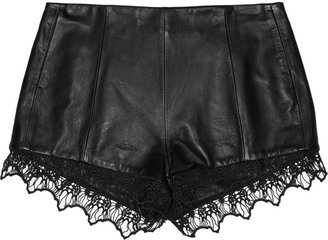Rag and Bone 3856 Rag & bone Highclare lace-trimmed leather shorts