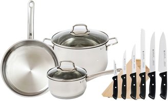WMF Stainless Steel Cookware and Knife Block Prep Set - 12-Piece
