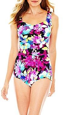 JCPenney Azul by Maxine of Hollywood Shirred-Front 1-Piece Swimsuit