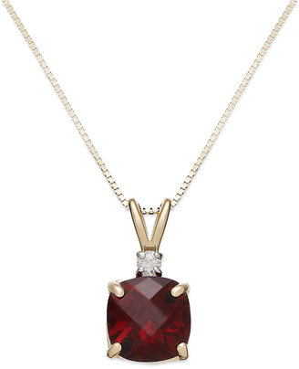 Macy's 14k Gold Garnet (1-7/8 ct. t.w.) and Diamond Accent Pendant Necklace
