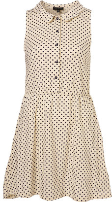 Topshop Spotted Scallop Collar Dress