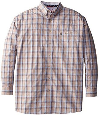 Wrangler Men's Big-Tall George Strait Patriot Brown Light Blue Tan Shirt