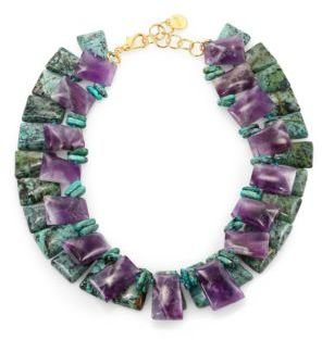 Nest Turquoise & Amethyst Double-Strand Collar Necklace