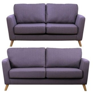 Debenhams Set of large and small purple 'Nathan' sofas with light wood feet