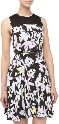 Marc New York 1609 Marc New York by Andrew Marc Floral Print Fit-And-Flare Combo Dress