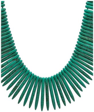 Kenneth Jay Lane Green Stick Gold Clasp Necklace