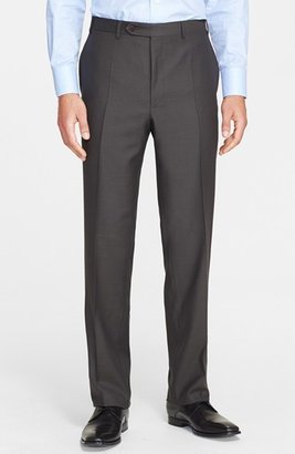 Canali Classic Hopsack Flat Front Trousers