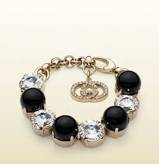 Gucci Bracelet With Crystals And Pearl Effect Glass