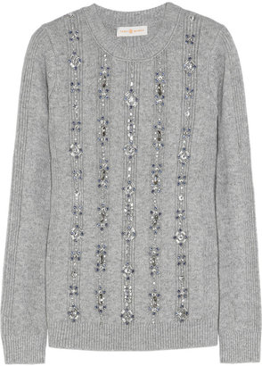 Tory Burch Etta crystal-embellished knitted sweater