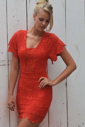 Nightcap Clothing Spanish Lace Flutter Dress in Saffron
