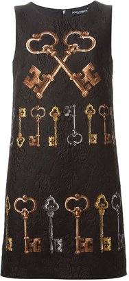 Dolce & Gabbana embossed flowers keys print dress