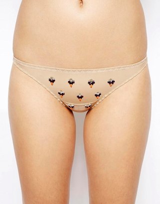 ASOS Kallisti by Marios Schwab for Inc Cluster Embellished Hipster Pant - Nude
