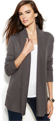 INC International Concepts Petite Ribbed-Knit Open-Front Cardigan