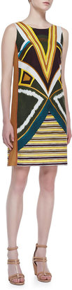Lafayette 148 New York Drita Sleeveless Boho-Print Dress, Ficus/Multicolor
